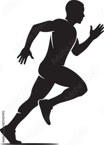 Silhouette of a Man Running Quickly in Black