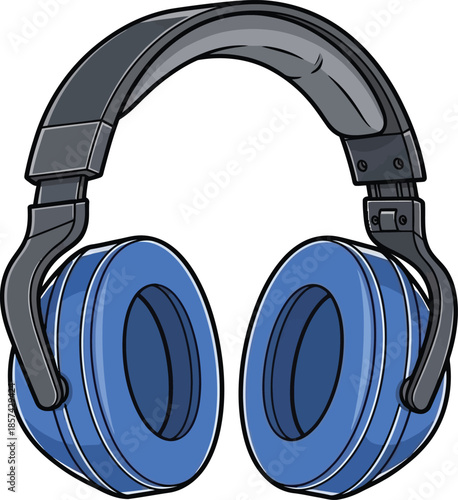 Blue over-ear headphones modern audio equipment illustration perfect for music gaming or podcasting concepts isolated on white