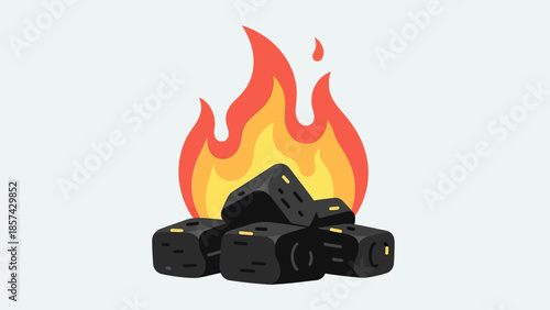 A fiery orange and red blaze burning with intense heat and power, featuring an inferno of hot flames and light in a black vector illustration design