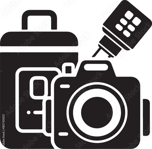 Camera and battery charger with power bank icon