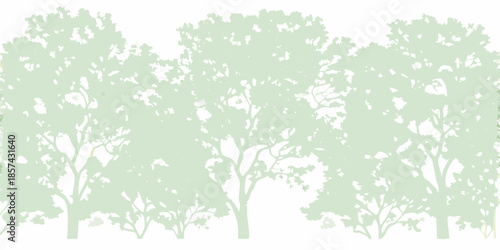 A simple illustration of a forest with minimalist tree silhouettes
