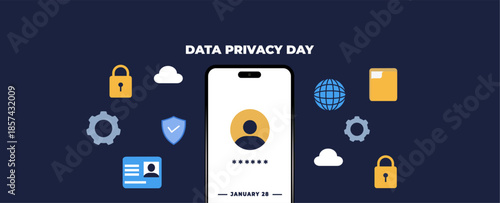 Data privacy day flyer illustration