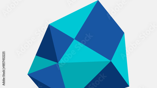 Blue Polygonal Geometric Shape with Facets.