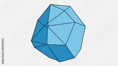 Blue Polyhedron Geometric Shape Illustration.