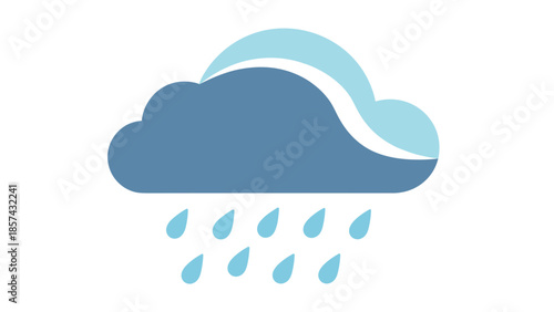 Blue Rain Cloud Weather Illustration Icon.