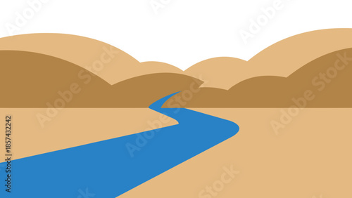 Blue River Flowing Through Desert Landscape.