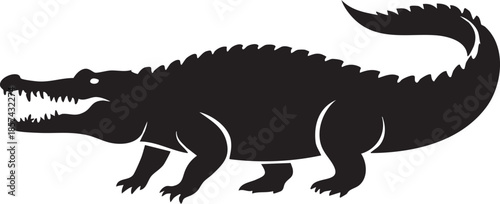 Alligator vector illustration: black silhouette graphic for design projects eps