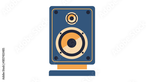 Blue Speaker System with Orange Accents.