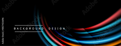 Dynamic lines create abstract background. Bright colors contrast dark space, offering modern visual appeal. Simple, elegant design.