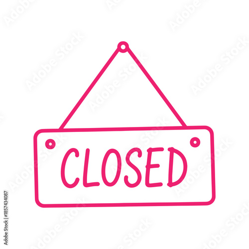 Pink Closed Sign with Hanging String