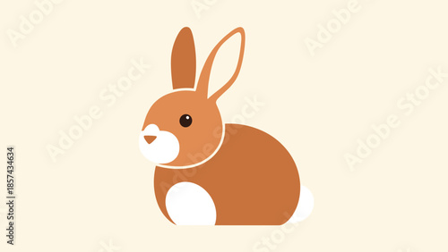 Brown Cartoon Rabbit Illustration with White Patches.