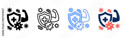 Immune icon set multiple style collection