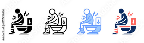 Diarrhea icon set multiple style collection