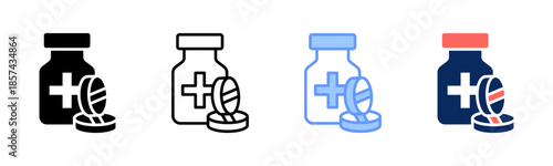 Aspirin icon set multiple style collection