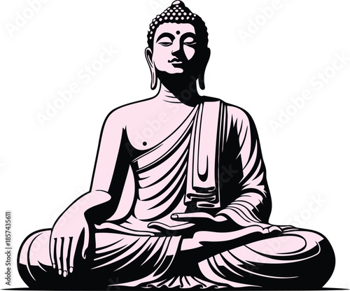 Meditating Buddha Illustration in Lotus Pose
