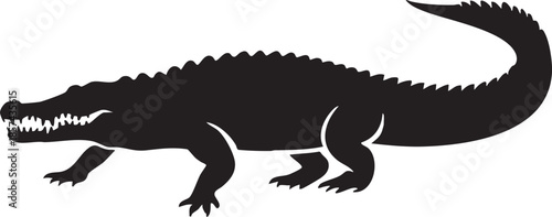 Alligator vector illustration: black silhouette graphic for design projects eps