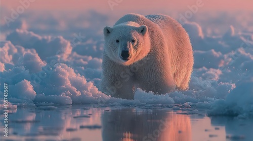 Polar bear walking sea ice cold arctic light wallpapers