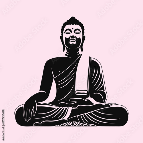 Meditating Buddha Silhouette Vector Illustration