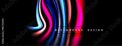 Abstract vibrant lines form dynamic background. Colors blend, creating modern design element. Black space emphasizes bright shapes.