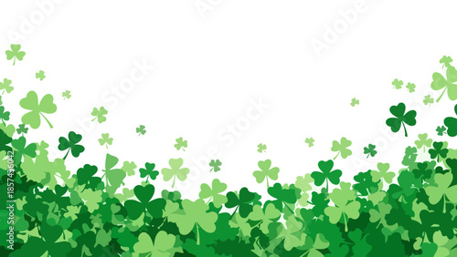 A vibrant green clover shamrock pattern forming a festive St. Patrick's Day background.