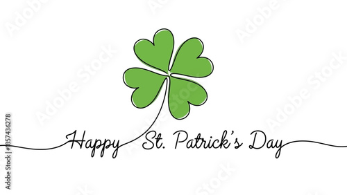 St. Patrick's Day greeting card with a four-leaf clover illustration.