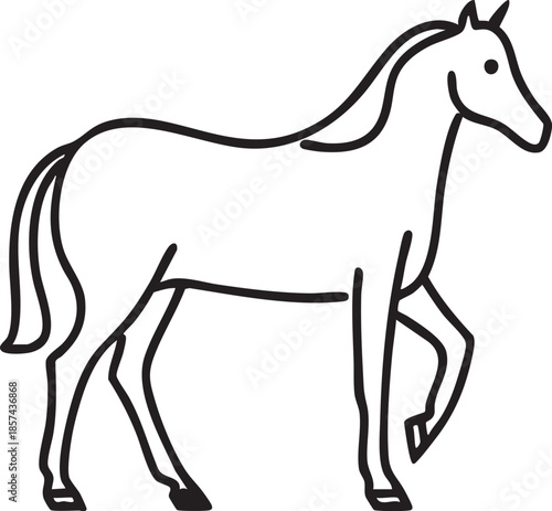 Horse outline vector: simple black and white drawing for coloring pages and crafts eps silhouette