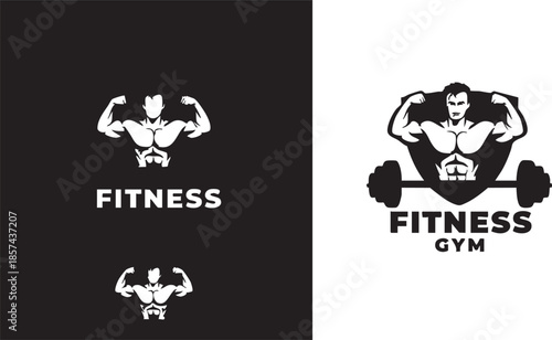 Fitness gym logo vector: bodybuilding, workout, and muscle design eps silhouette