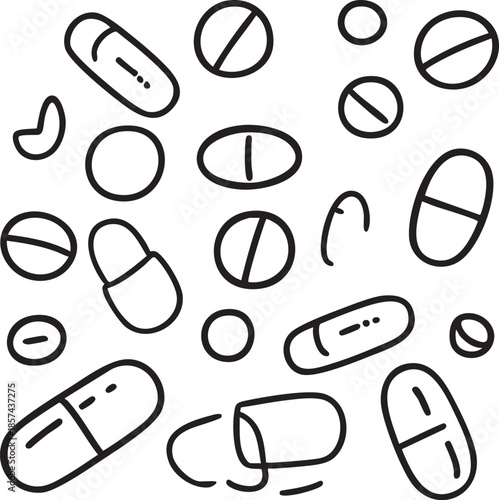 Vector illustration of pills and capsules - medical and healthcare graphics eps silhouette