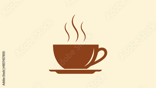 Brown Coffee Cup with Steam Rising.