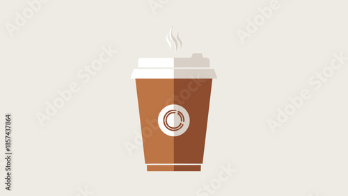 Brown Coffee Cup with Straw and Logo.