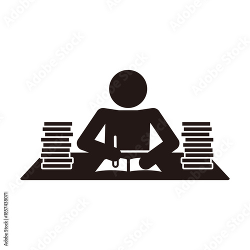 テストを受けている人のピクトグラムアイコン