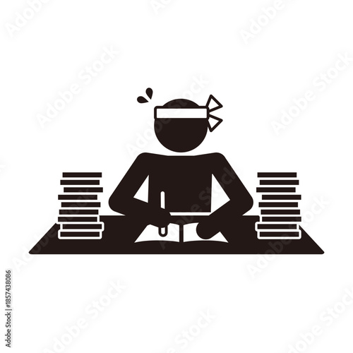 必死に勉強をしている人のピクトグラムアイコン