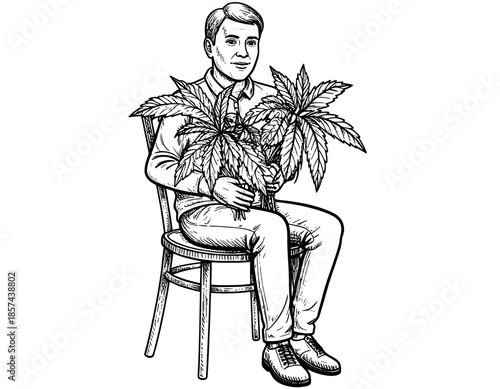 illustration of a person sitting on a chair with a trees