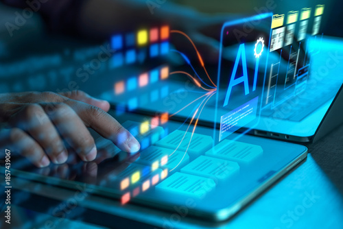 Obraz na płótnie Using an AI-powered digital document management system to increase efficiency and automate workflow