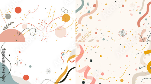 Playful abstract background illustration with colorful lines dots and organic shapes ideal for creative branding event design posters and artistic compositions