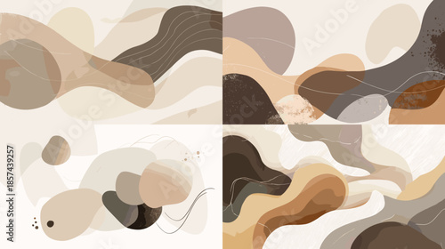 Abstract organic background illustration set with flowing shapes and warm neutral colors perfect for posters branding social media and modern creative layouts