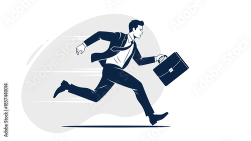 Businessman Running with Briefcase in Hand.