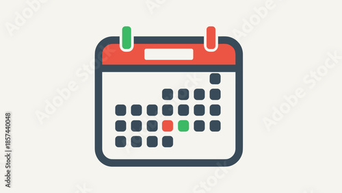Calendar Icon with Red and Green Tabs.