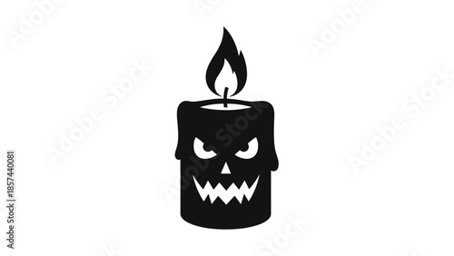 Candle with Skull Face Illustration.