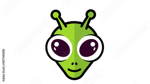 Cartoon Alien Character with Antennae and Smile.