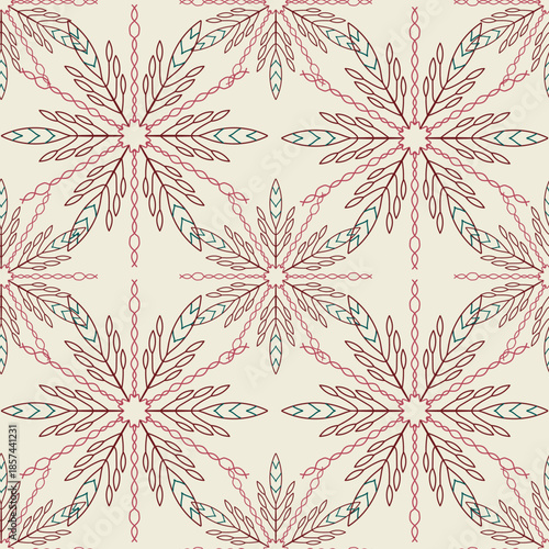 Christmas, New Year seamless pattern, linear illustration. large snow flakes in the cold season, snowfall