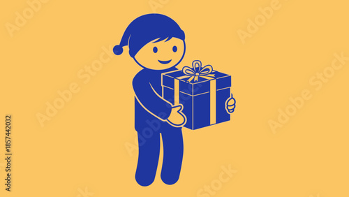 Cartoon Character Holding Gift Box Illustration.