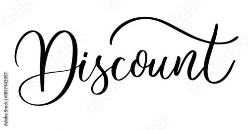 Discount lettering in elegant cursive style.