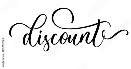 Discount lettering in elegant cursive style.