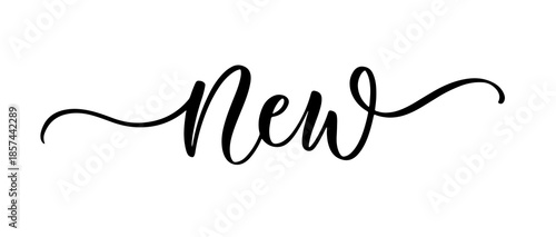 New lettering in elegant cursive script with decorative flourishes