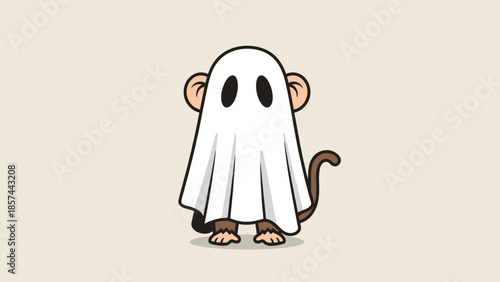 Cartoon Ghost Character with Black Eyes.