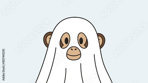 Cartoon Ghost Character with Simple Design.