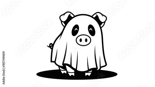 Cartoon Pig Illustration with Simple Design.