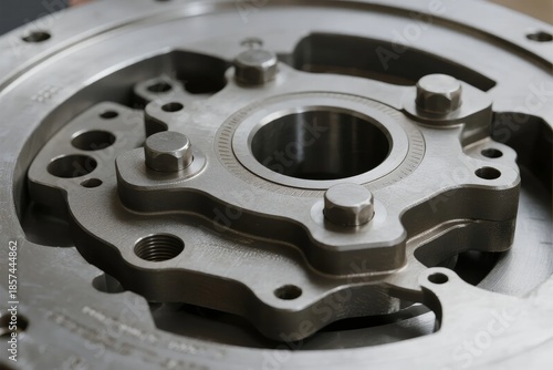 Wallpaper Mural Close-up of a metallic mechanical component with bolted flange and central bore Torontodigital.ca