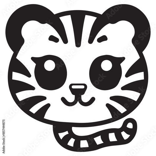 Black tiger Cartoon Smiling Icon